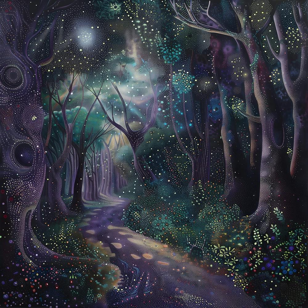 Forest Path, Tiny Dots, Pointillism