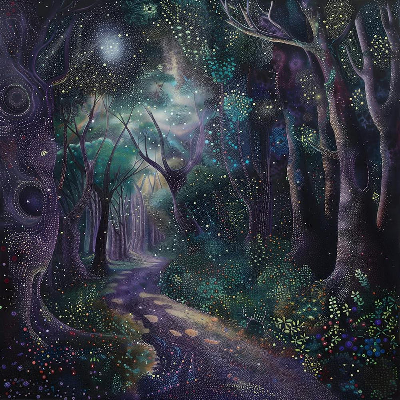 Forest Path, Tiny Dots, Pointillism