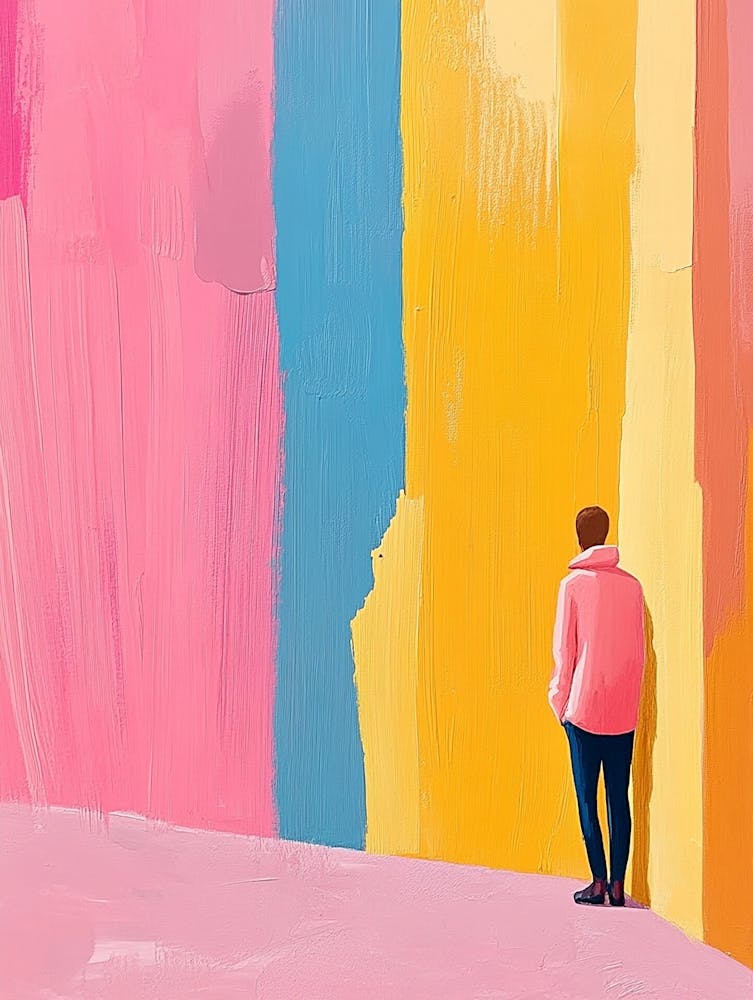 Man Looking At A Colorful Wall