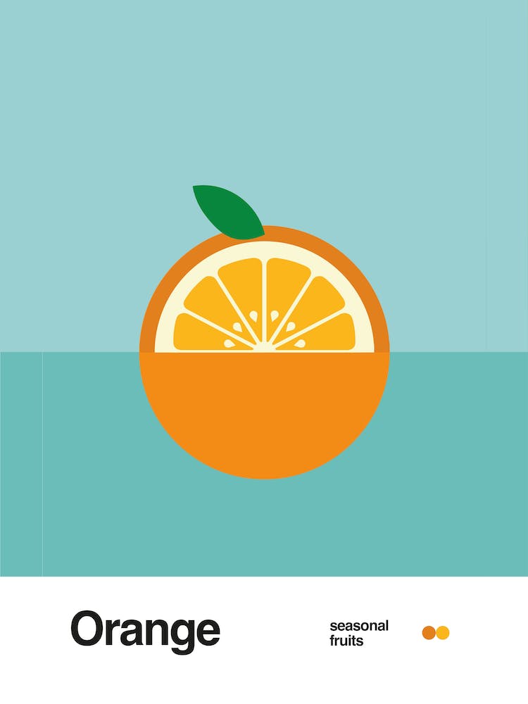 Minimalistisches Orangen-Poster - Saisonale Früchte