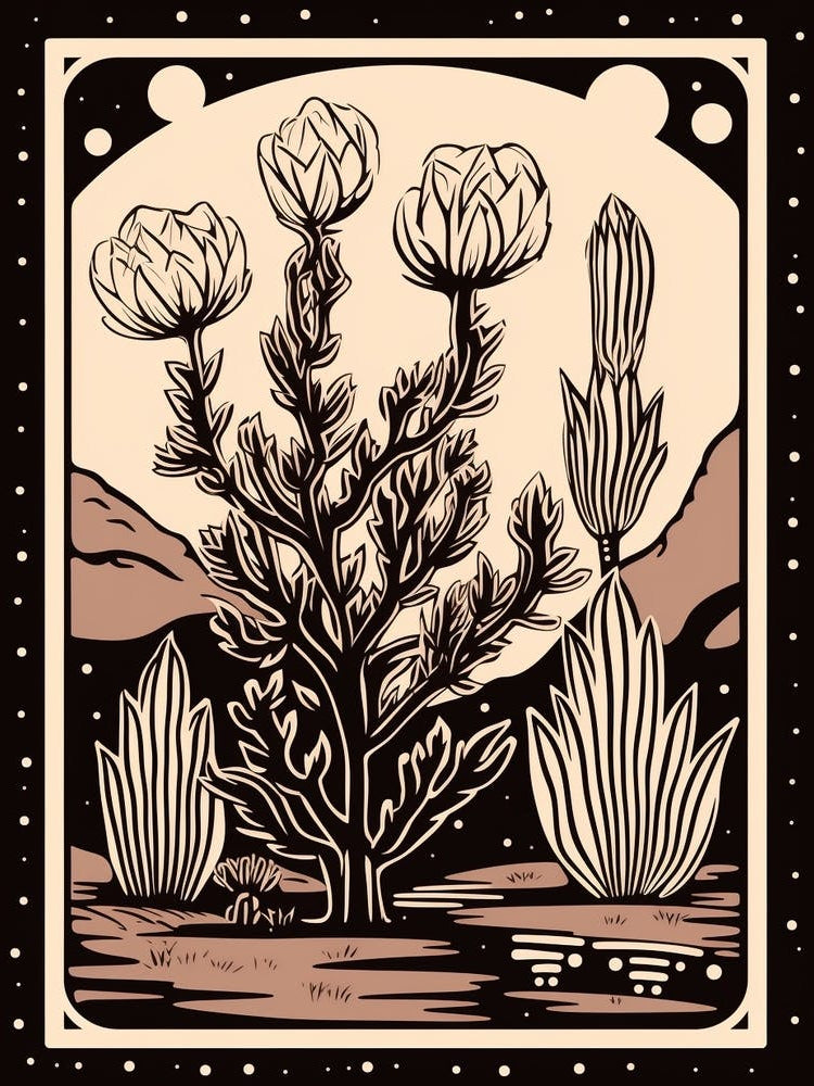 B&W Cactus Illustration Echinocereus Cactus 4