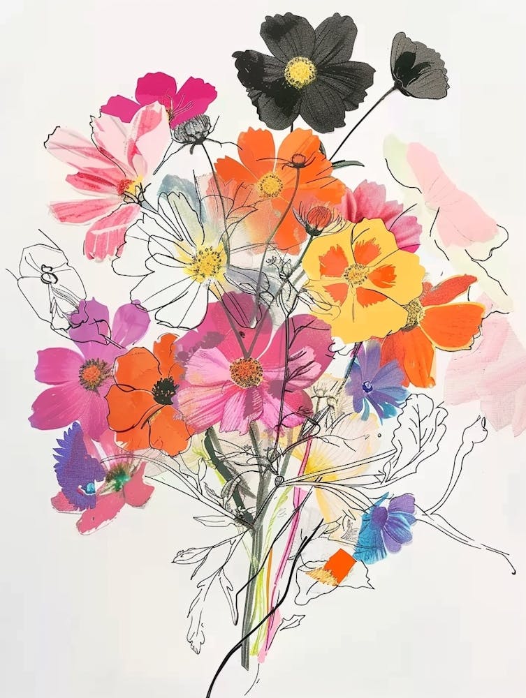 Cosmos 2 Collage Flower Bouquet