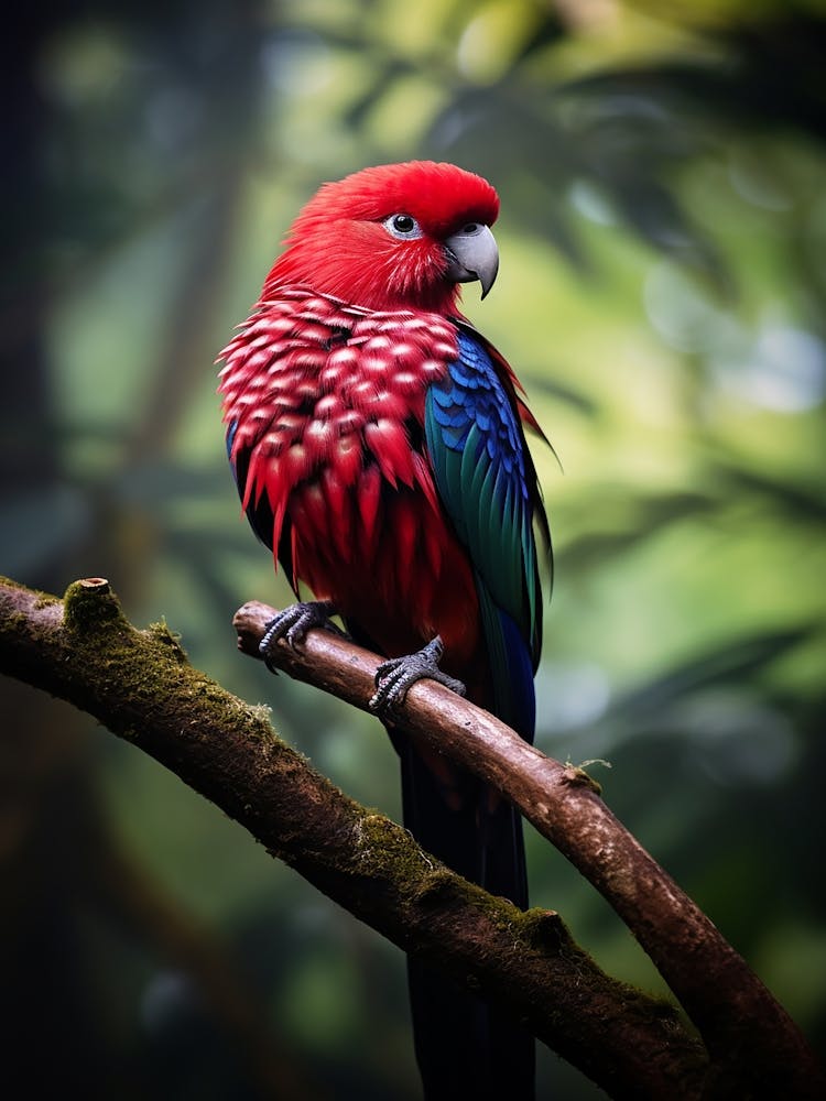 Scarlet Serenade: Rosella Bird Poster