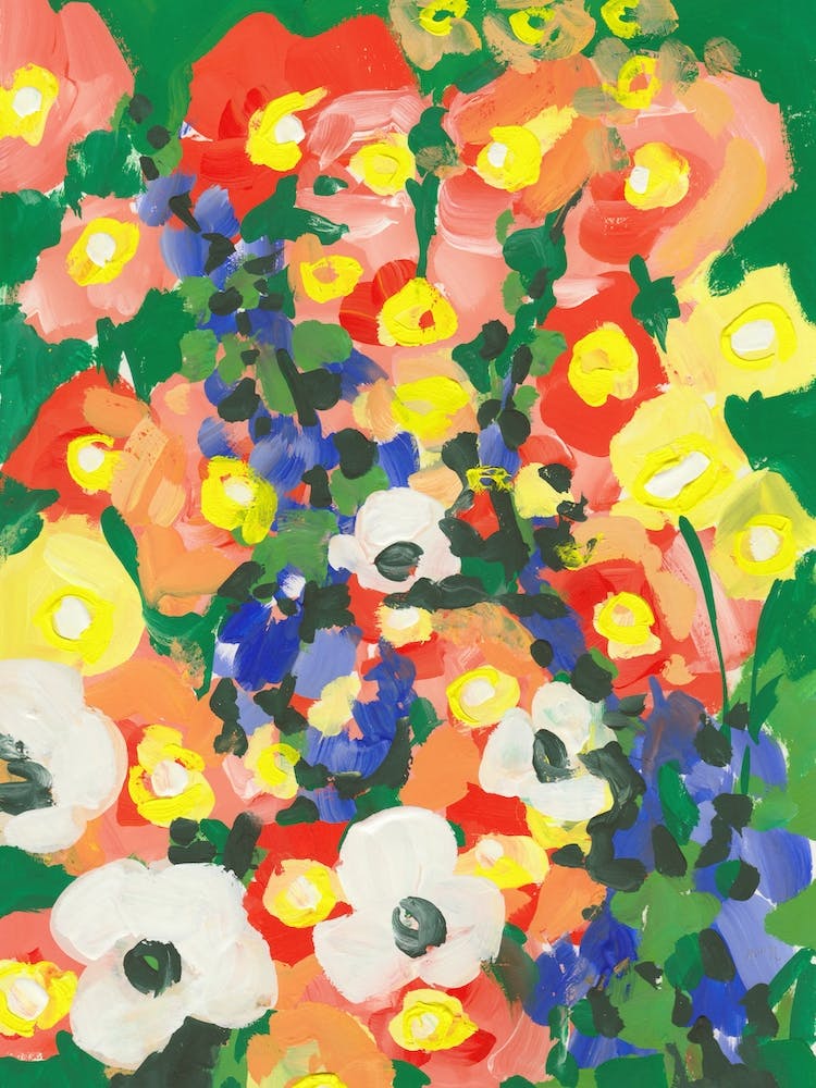 Big White Flowers With Blue Bells