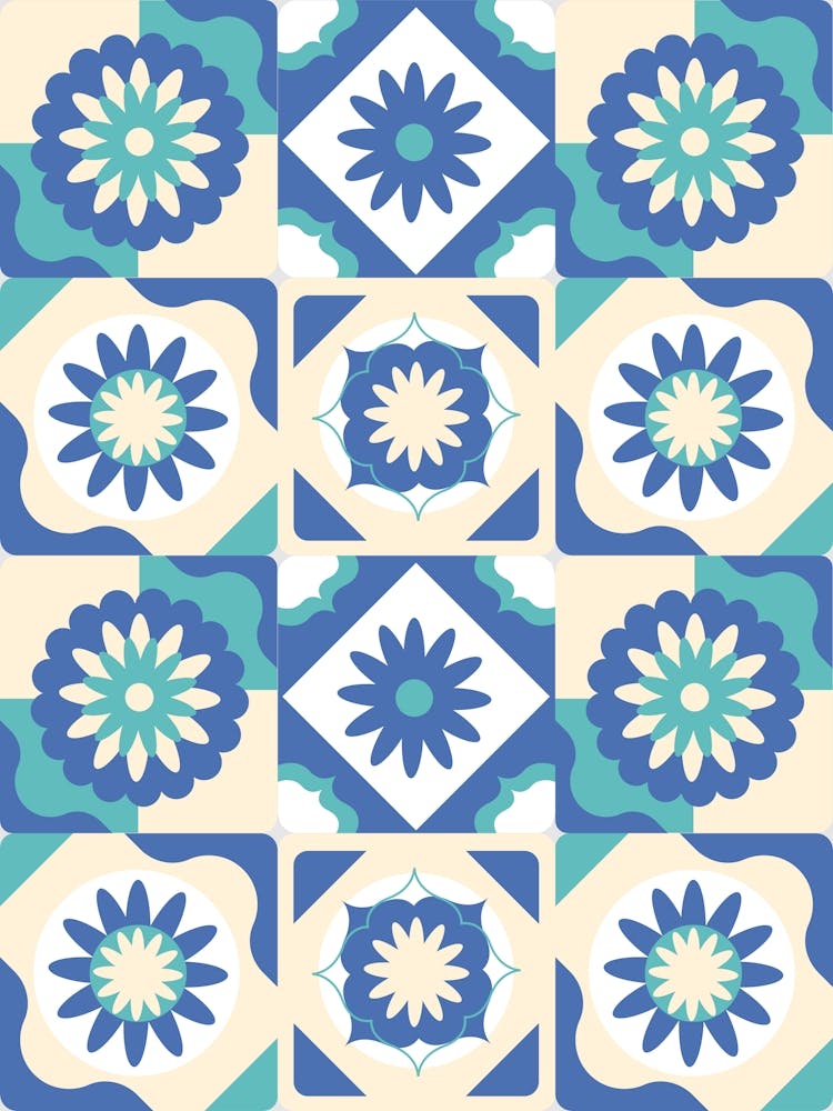 Tile Pattern Vector - Azulejo - vector tiles, Portuguese tiles