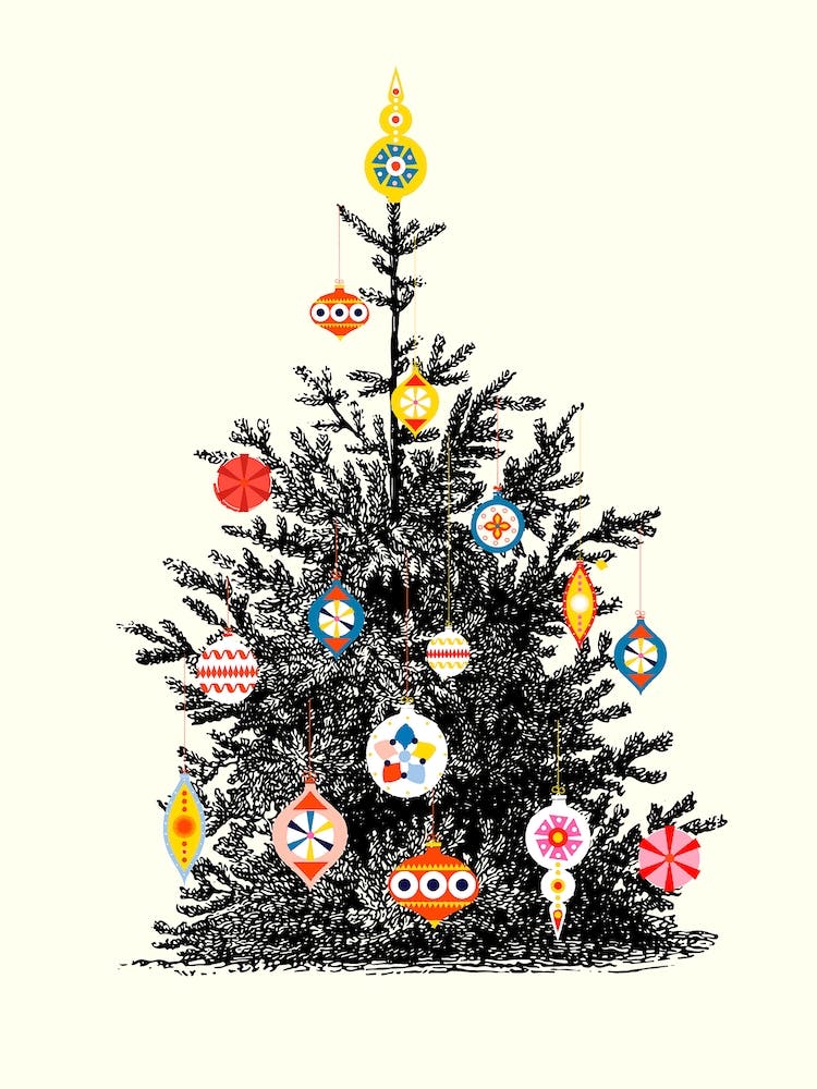 Retro Decorated Christmas Tree