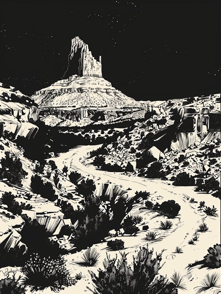 Duotone Illustration Mount Bonnell Austin Texas 1