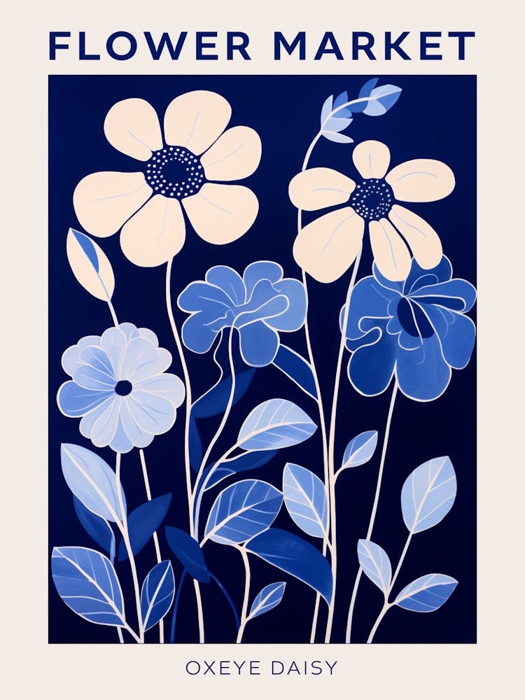 Blue Flower Market Poster Oxeye Daisy 3