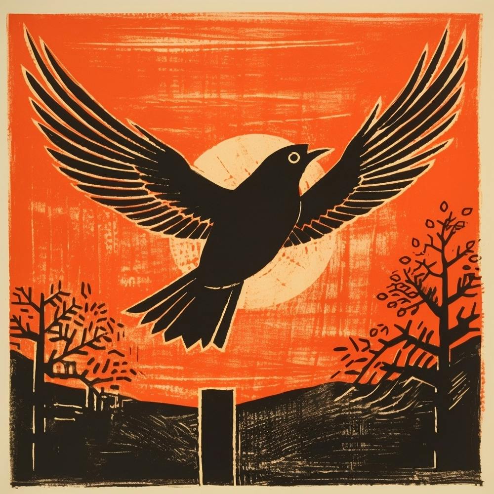 Retro Bird Lithograph Cuckoo 1