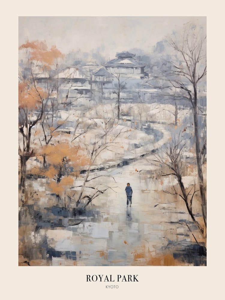 Winter City Park Poster Royal Park Kyoto 1