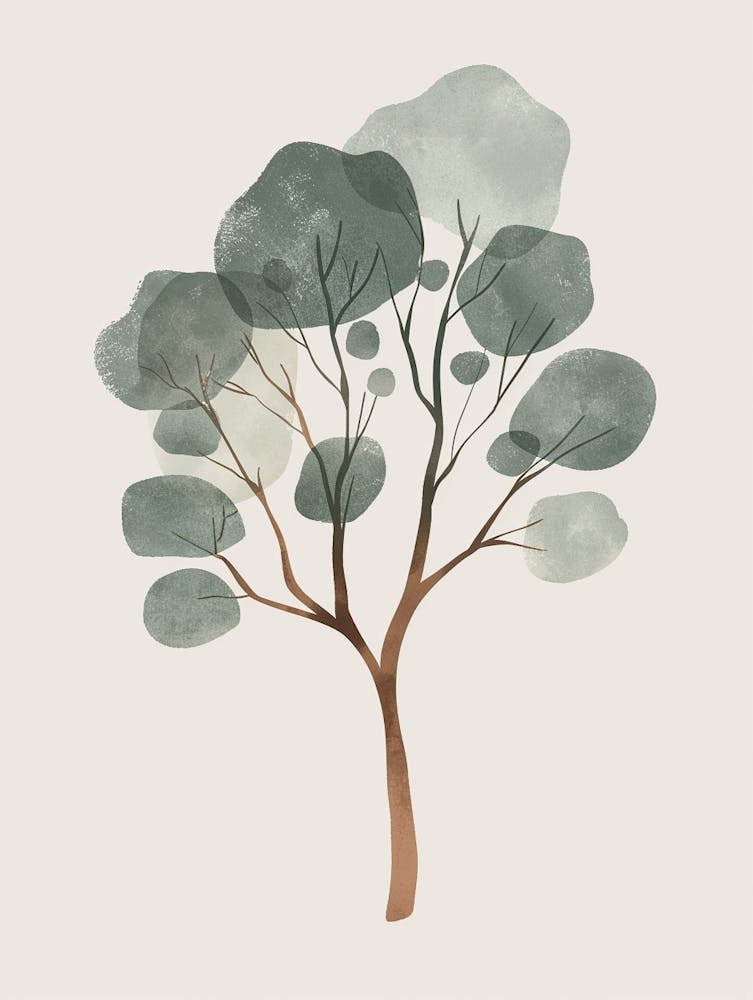 Eucalyptus Tree Minimal Japandi Illustration 2