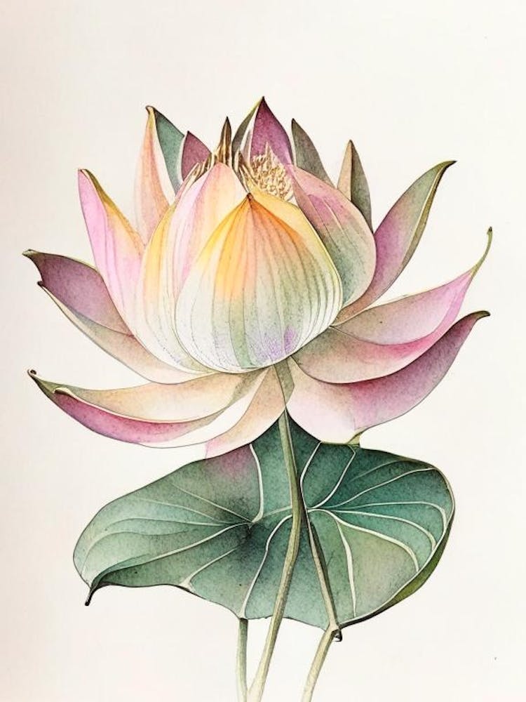 Early Lotus Watercolour Ink Pencil 1
