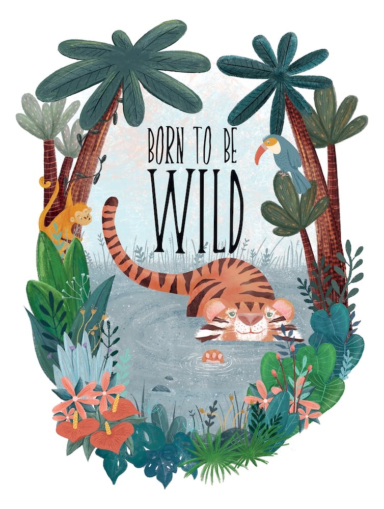 Born To Be Wild Tropical Jungle Swimming Tiger