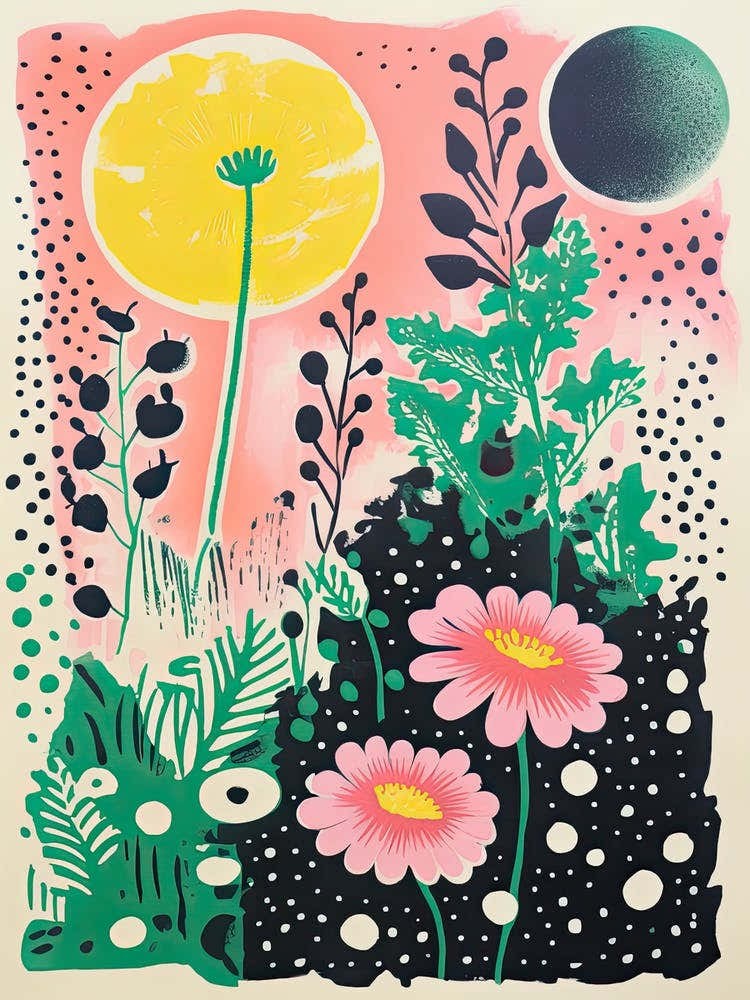 Abstract Botanical Risograph Style 8