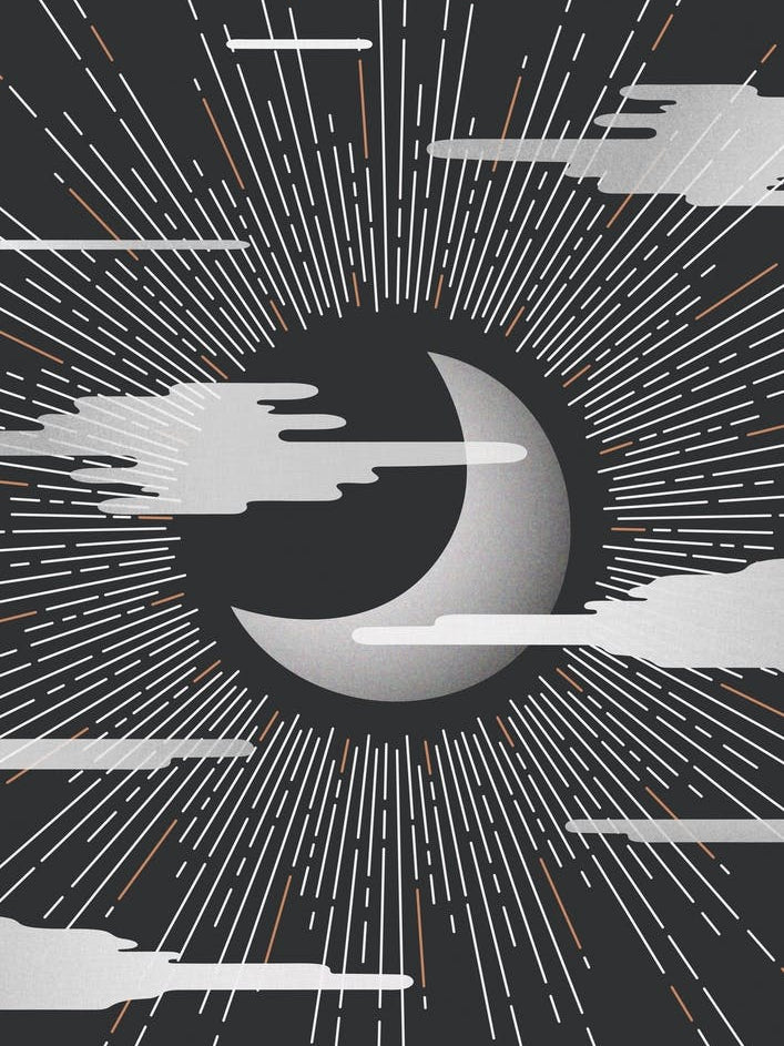 Minimalist Cosmic Moon Print