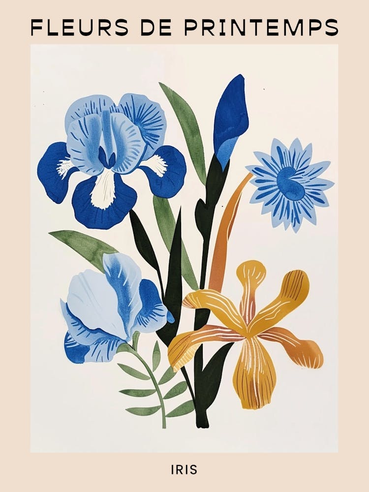Spring Floral French Poster  Iris 3