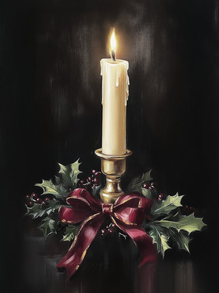Christmas Candle Holly Berries