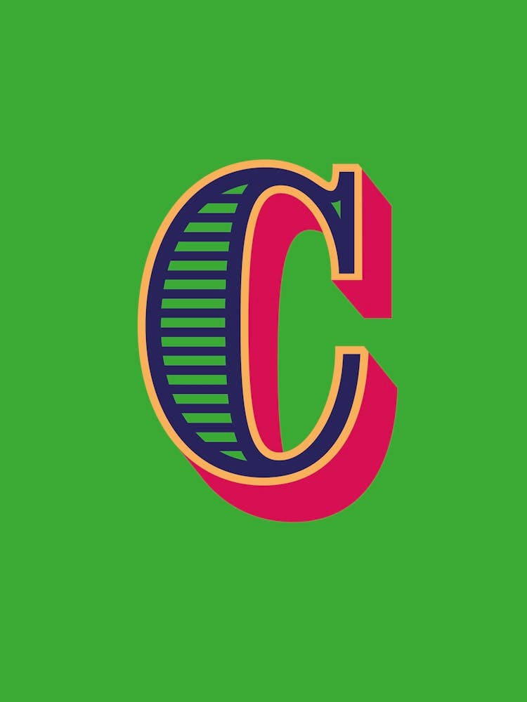 Decorative Letter C Vintage Typography Green