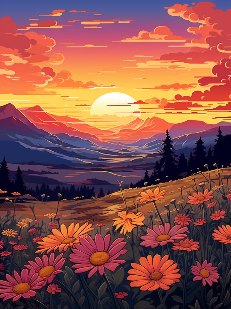 Daisy Wildflower With Sunset (3)