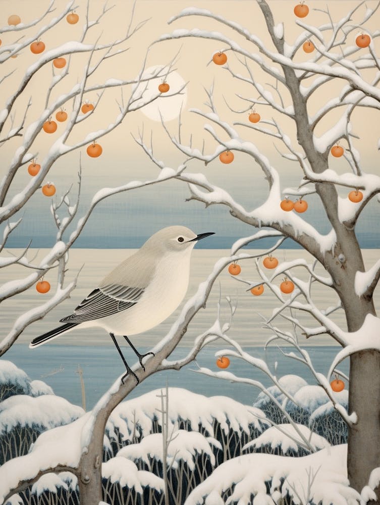 Winter Bird Painting Mockingbird 3