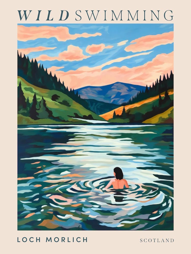 Wild Swimming At Loch Morlich Scotland 1 Poster