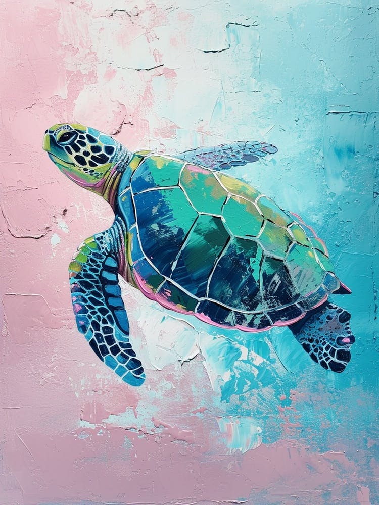 Pastel Pink & Blue Sea Turtle 3