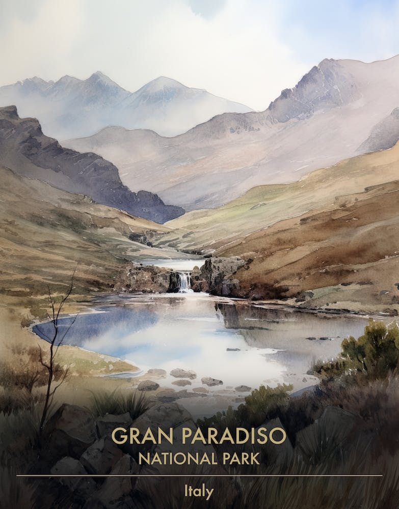 Gran Paradiso National Park Italy Watercolour 3