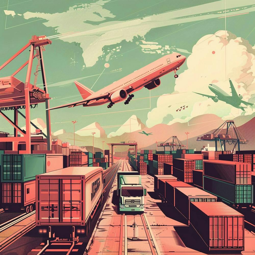 Plane Flying Over A Cargo Terminal