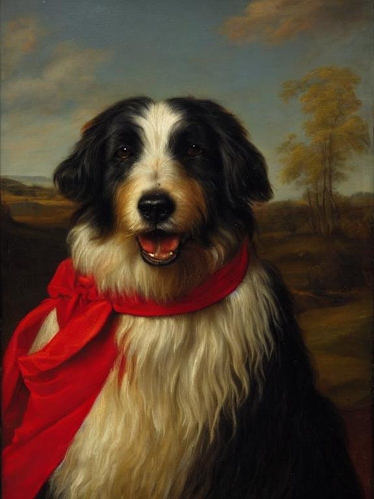 Polish Lowland Sheepdog 2 Renaissance Portrait Oil Painting