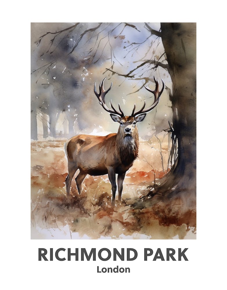 Richmond Park, London 1 Watercolour Travel Poster