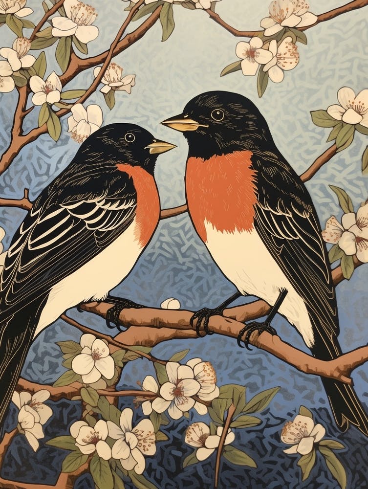 Jugendstil Vögel Poster Rauchschwalbe 2