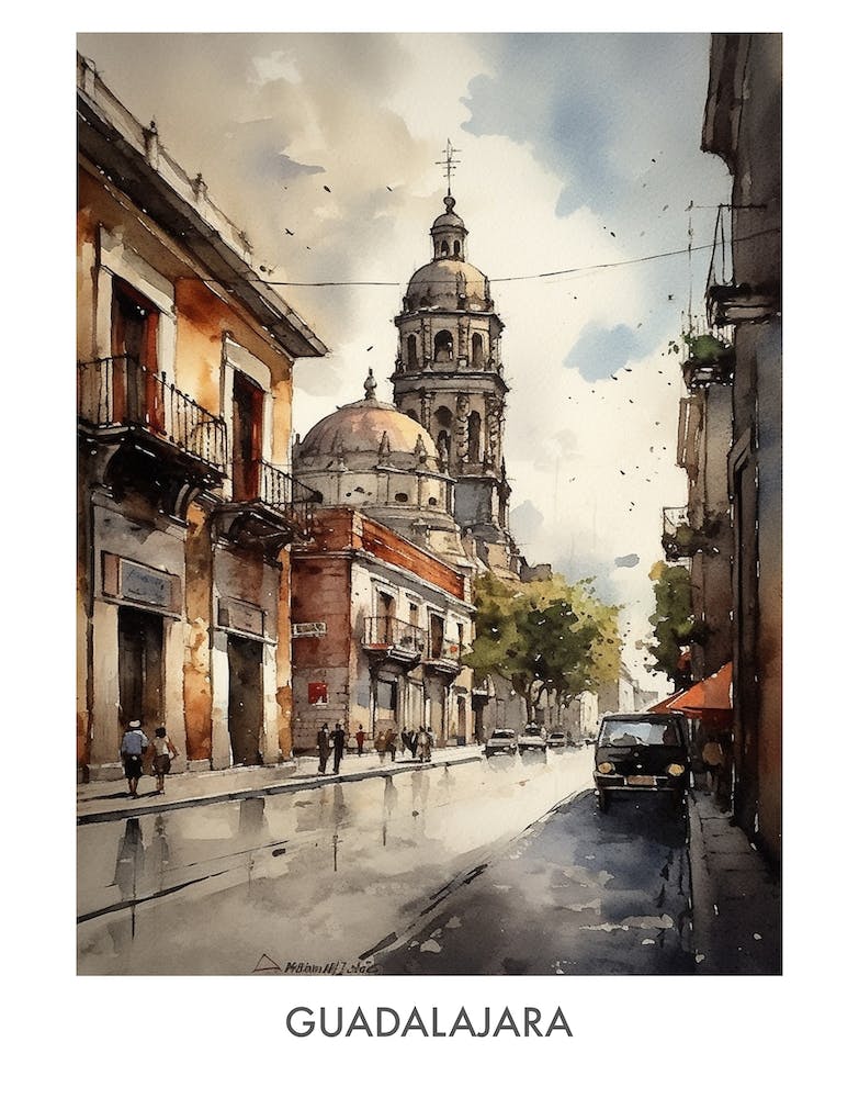 Guadalajara Watercolor 1travel Poster