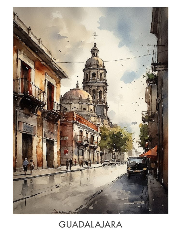Guadalajara Watercolor 1travel Poster