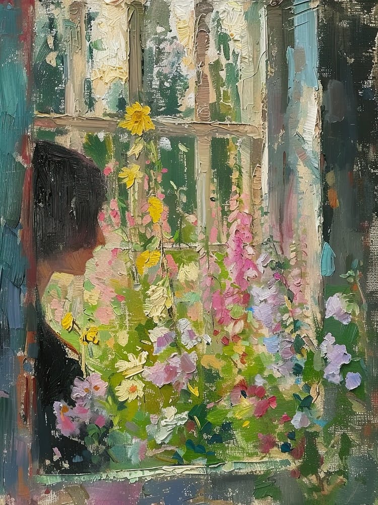 Foxglove Flowers On A Cottage Window 1