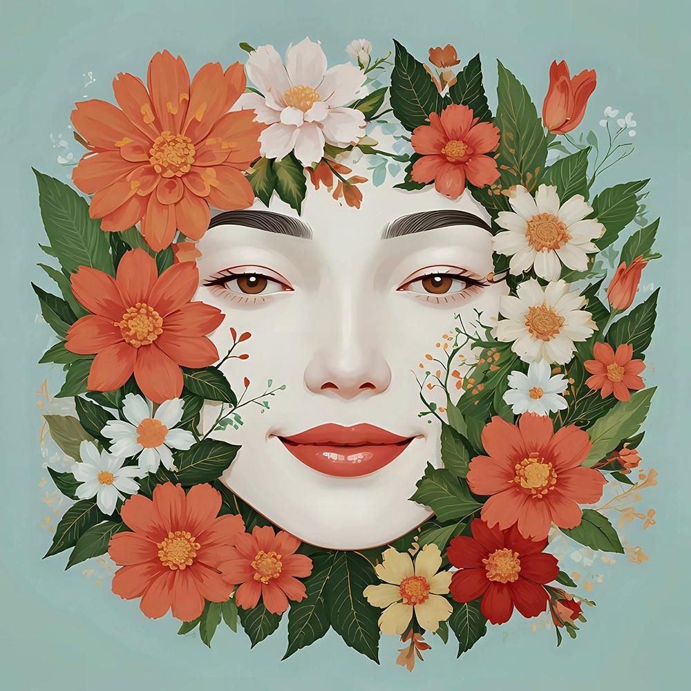 Flower face girl