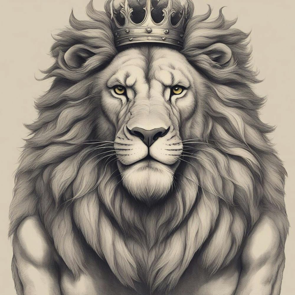 Lion With Crown and muscles