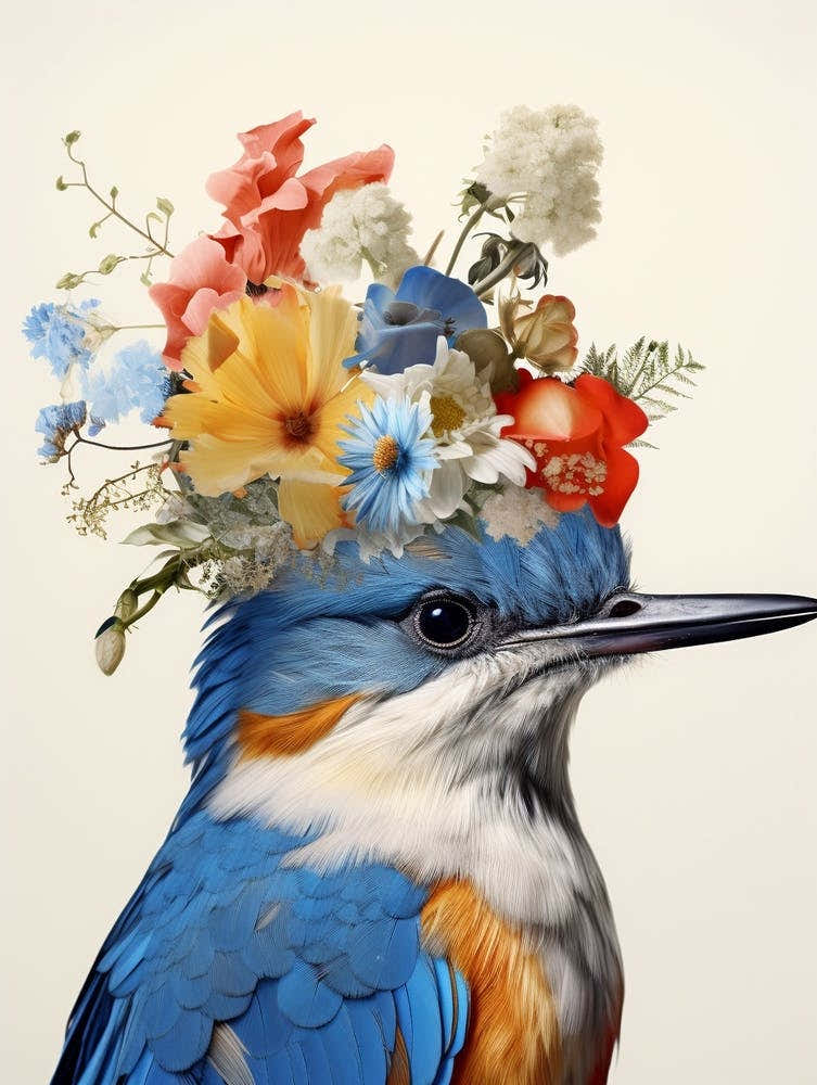 Bird With A Flower Crown Bluebird 3
