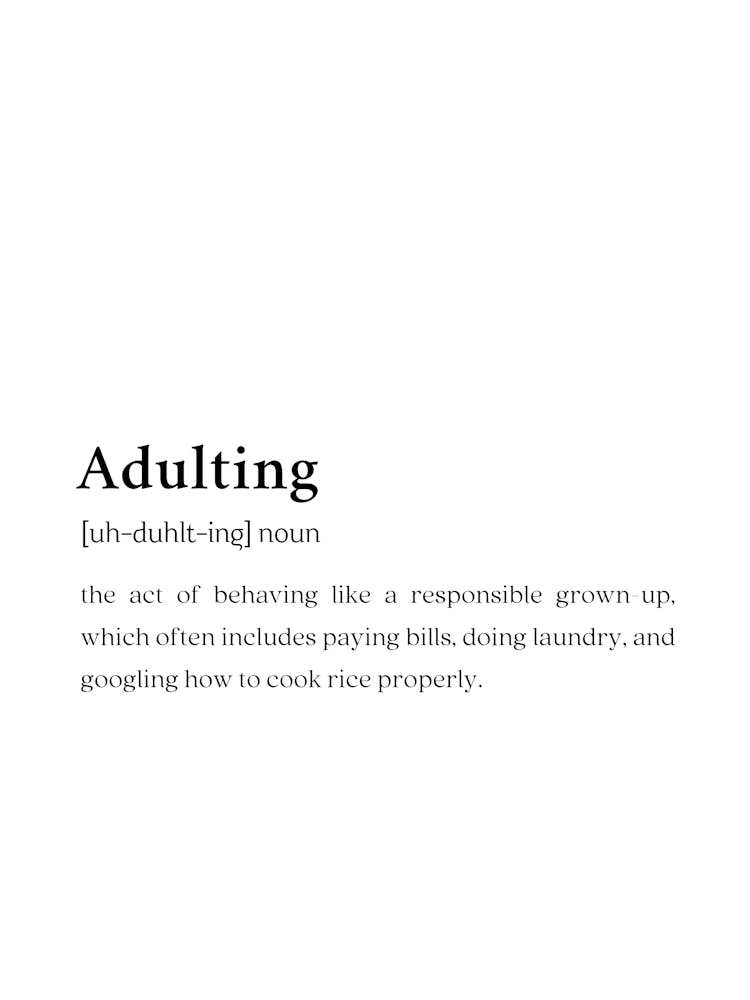 Adulting Funny Definition Wall