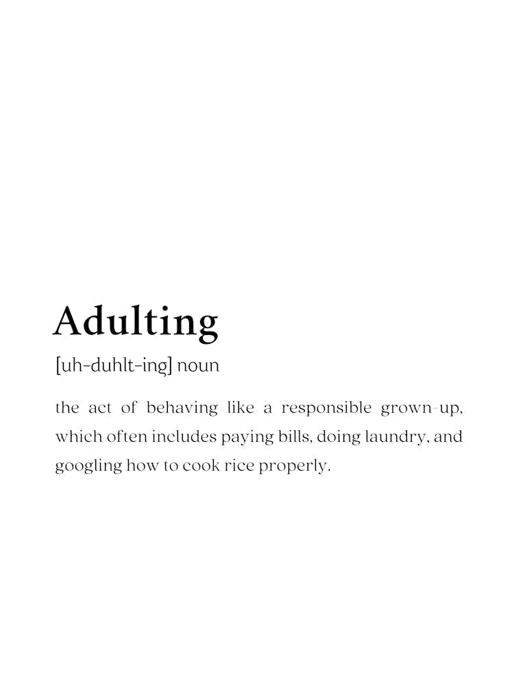 Adulting Funny Definition Wall