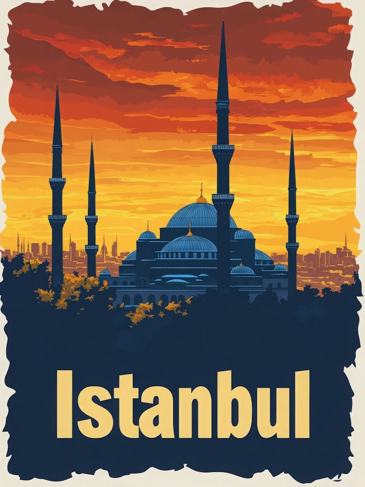 Aihrgdesign A Retro Travel Poster For Istanbul Featuring The