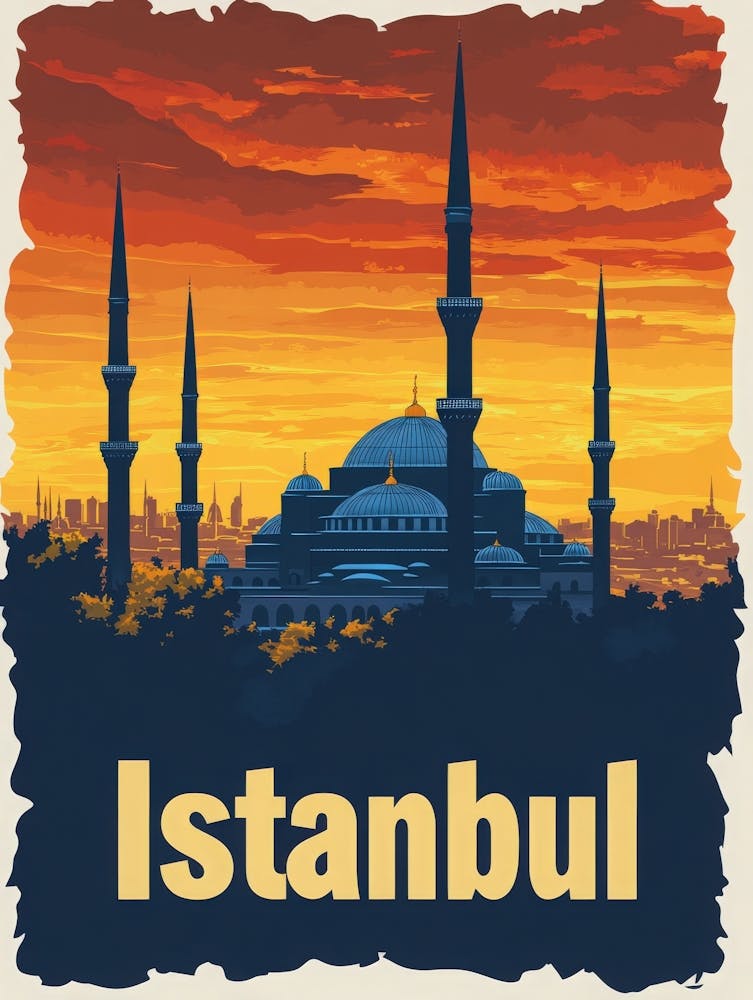 Aihrgdesign A Retro Travel Poster For Istanbul Featuring The