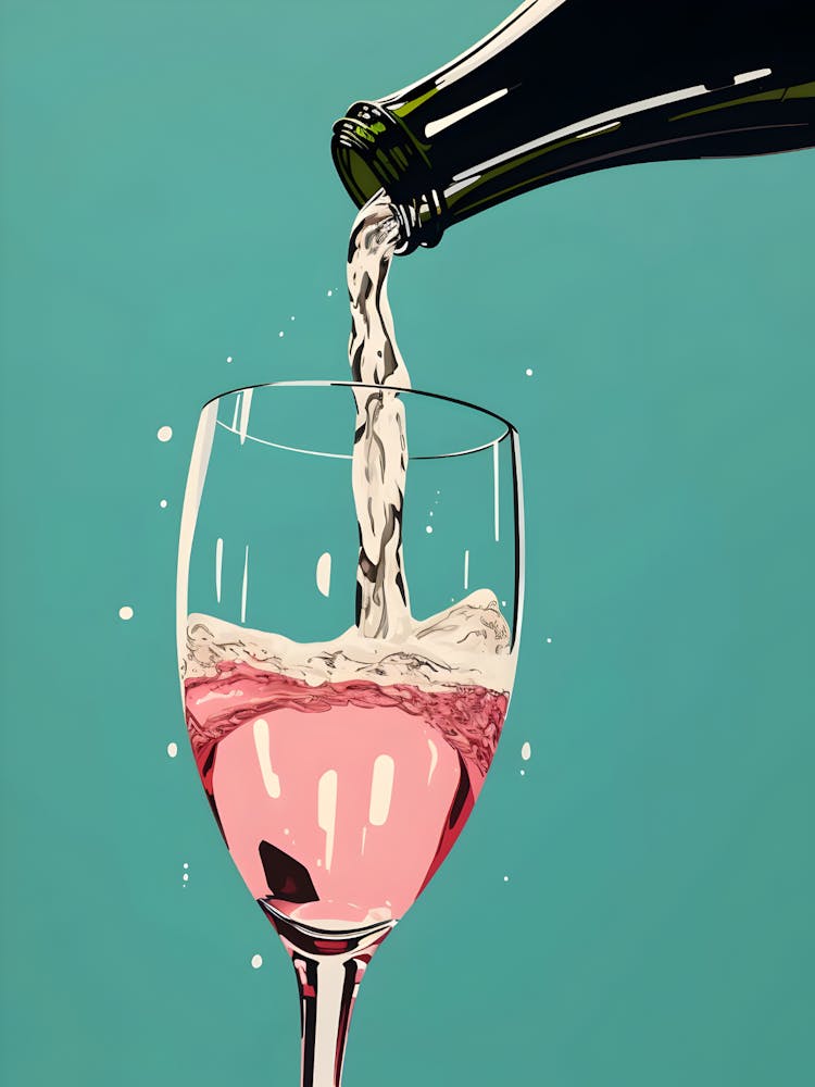 Pink Wine Pouring Into A Glass