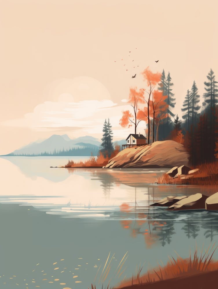 Autumn , Fall, Landscape, Inspired By National Park in the USA, Lake, Great Lakes, Boho, Beach, Minimalist Canvas Print, Travel Poster, Autumn Decor, Fall Decor 6