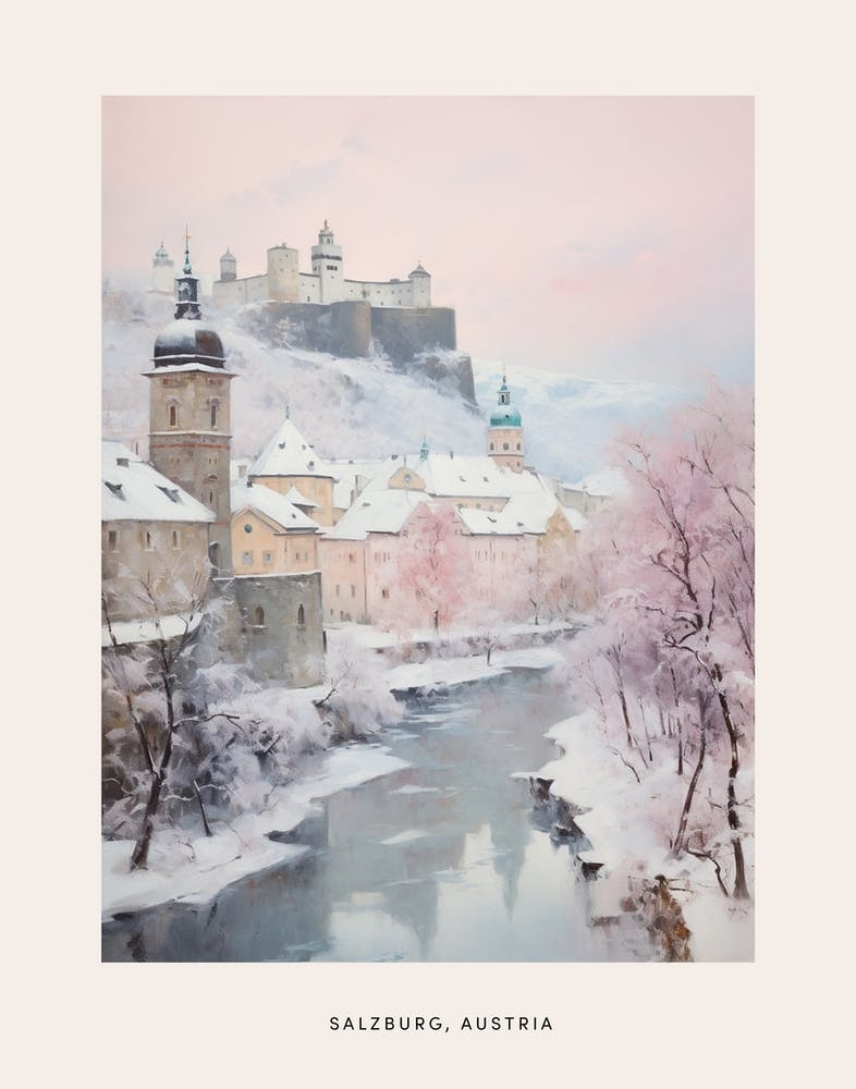 Dreamy Winter Painting Poster Salzburg Austria 1