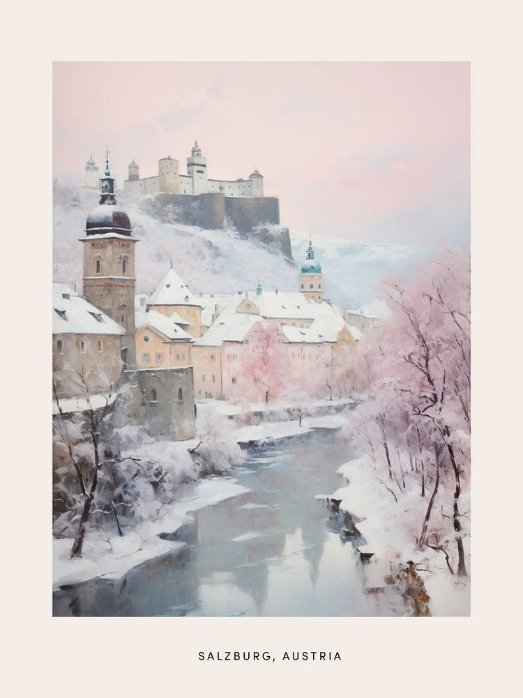 Dreamy Winter Painting Poster Salzburg Austria 1