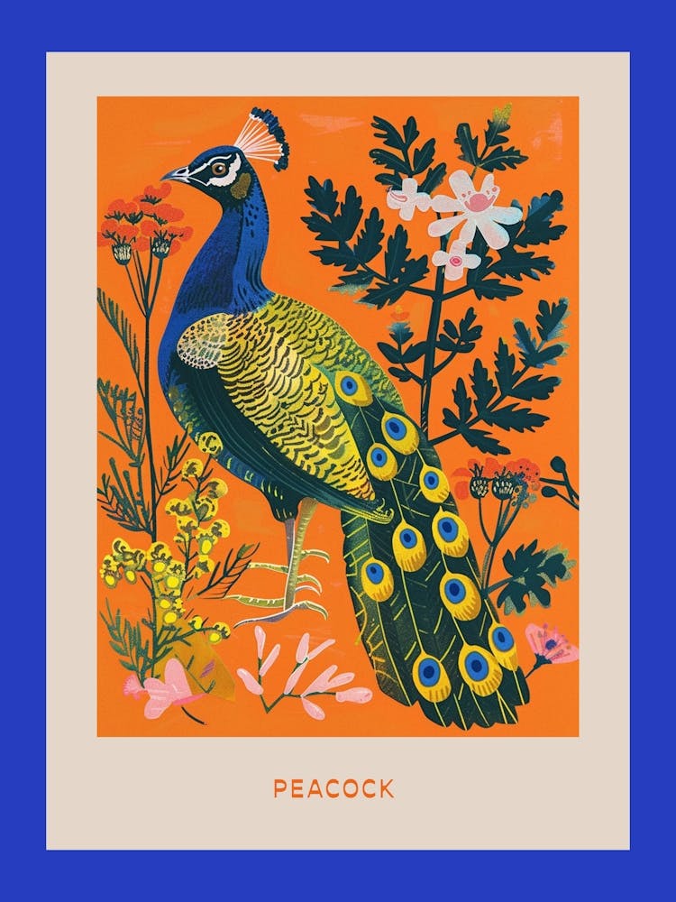 Spring Birds Poster Peacock 2