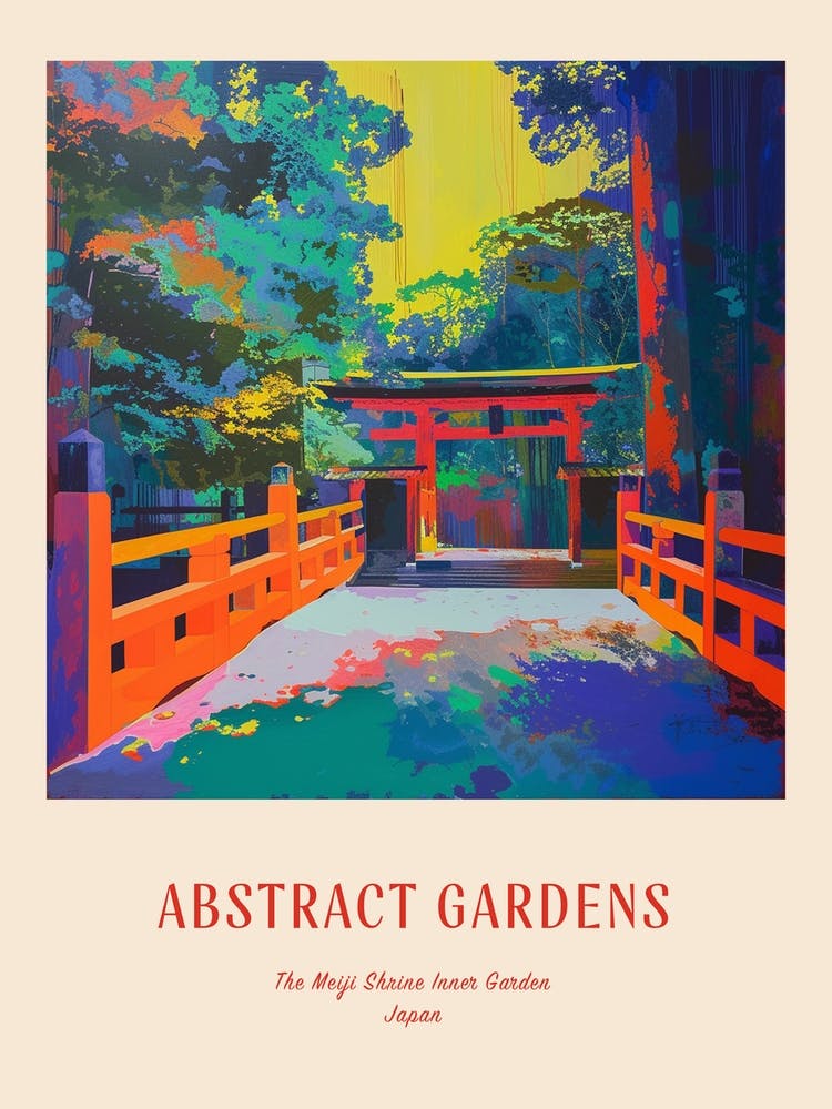 Colourful Gardens The Meiji Shrine Inner Garden Japan 2 Red Poster