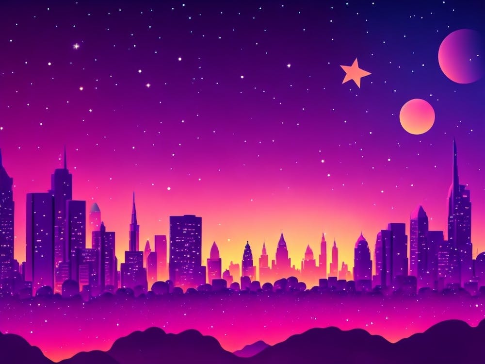 Silhouette urbaine la nuit