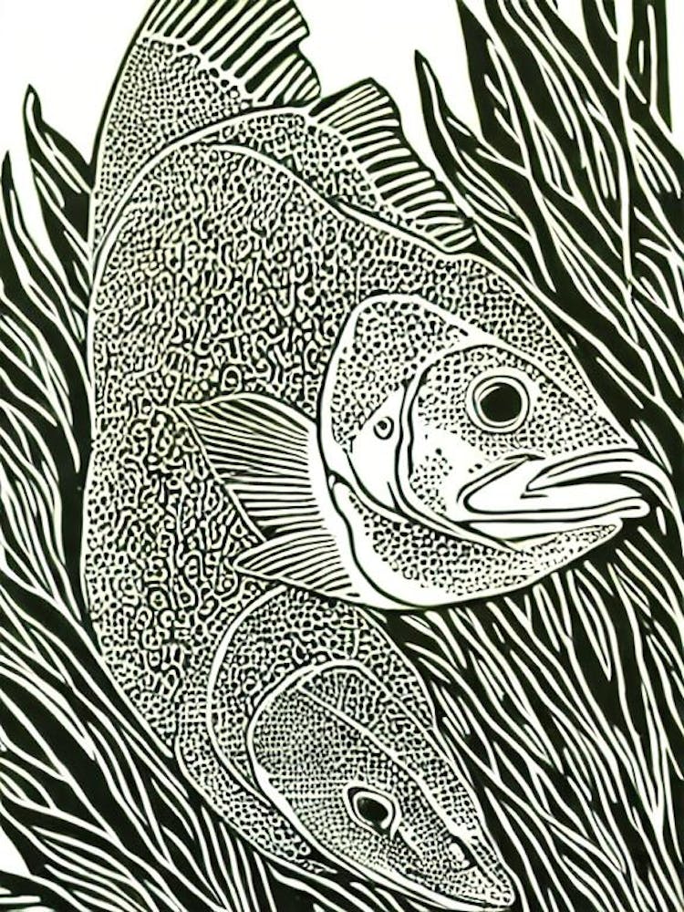 Grouper II Linocut