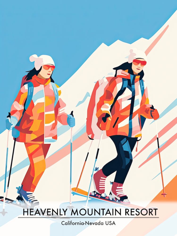 Heavenly Mountain Resort   California Nevada Usa, Ski Resort Poster Illustration 0